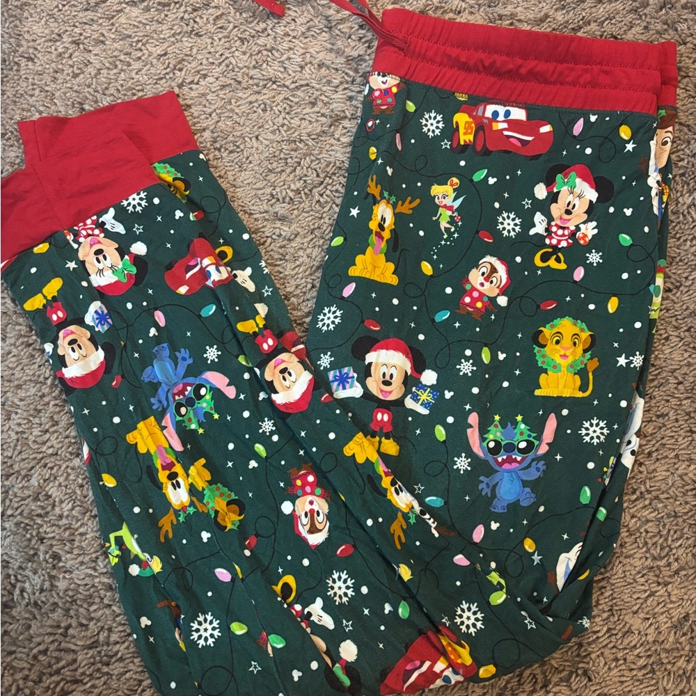 Little Sleepies  Pajama Bottoms - Festive Green and Red with Characters